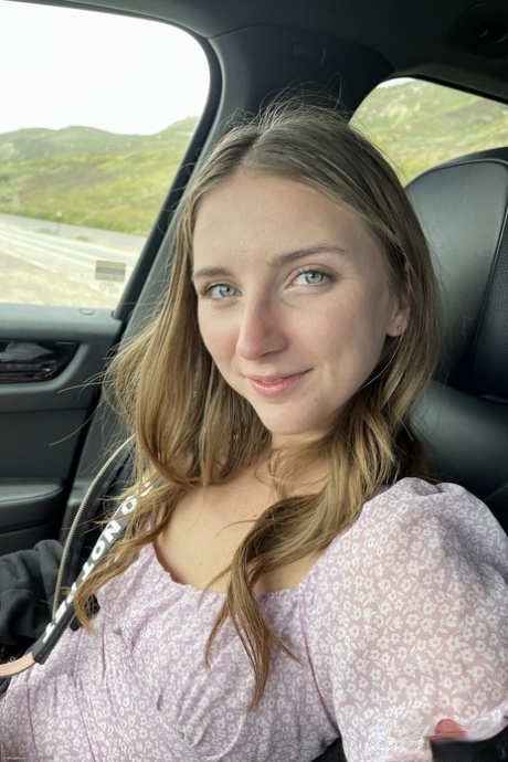 Beautiful teen Macy Meadows shows her tiny tits and presents her pussy